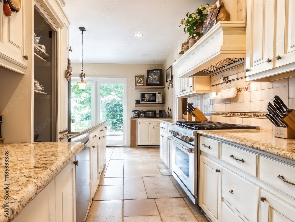 Elegant Kitchen Design Featuring Granite Countertops and White Cabinets Elegant Kitchen Design Featuring Granite Countertops and White Cabinets