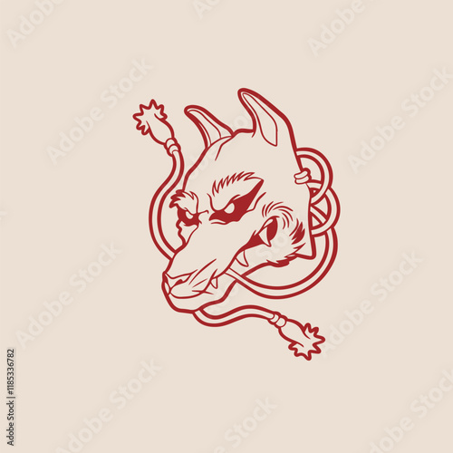 kitsune mask illustration, Japanese traditional mask, kitsune, kabuki, bunny, fox, logo icon vector