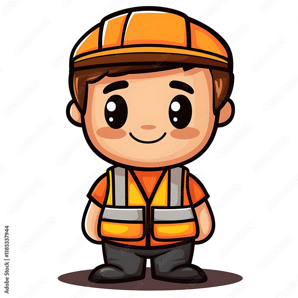Adorable Cartoon Construction Worker Character Illustration. Adorable Cartoon Construction Worker Character Illustration.