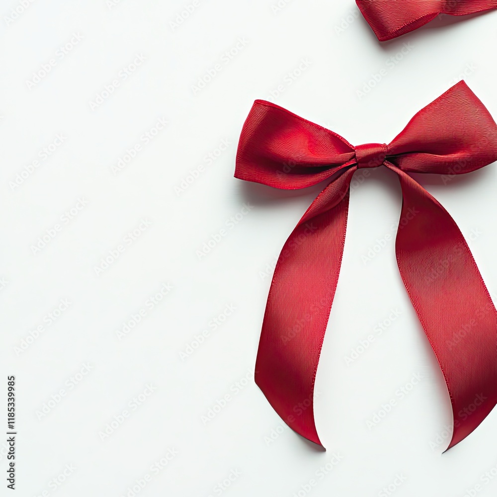 Red ribbon bow on white background Red ribbon bow on white background