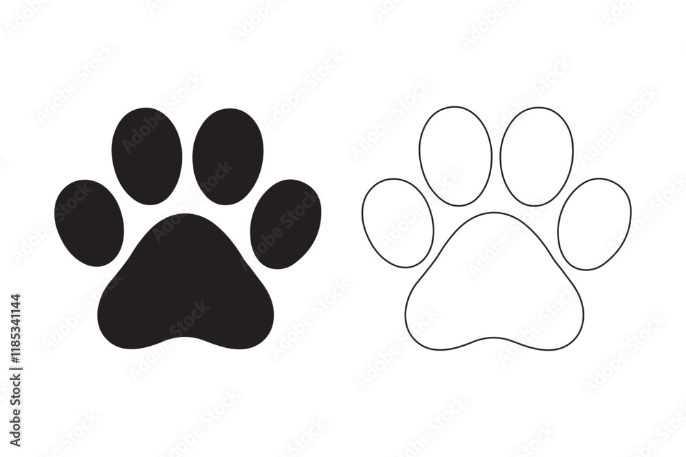 paw icons vector print art isolated on a white background. Dog paw icons silhouette vector art illustration paw icons vector print art isolated on a white background. Dog paw icons silhouette vector art illustration