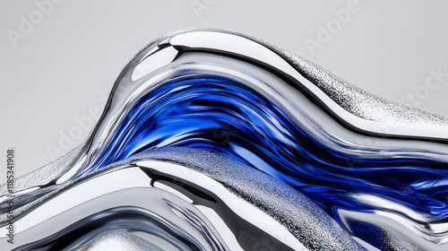 Wallpaper Mural Abstract blue and silver wave pattern design Torontodigital.ca