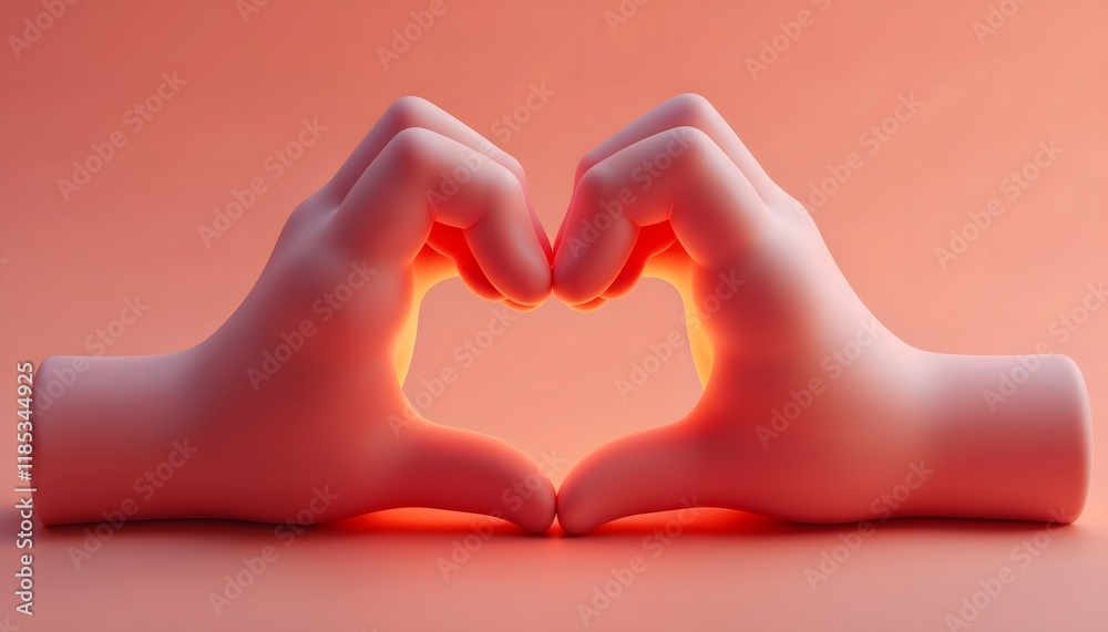 Obraz premium Warm Hands Forming a Heart: A Soft, Romantic 3D Render