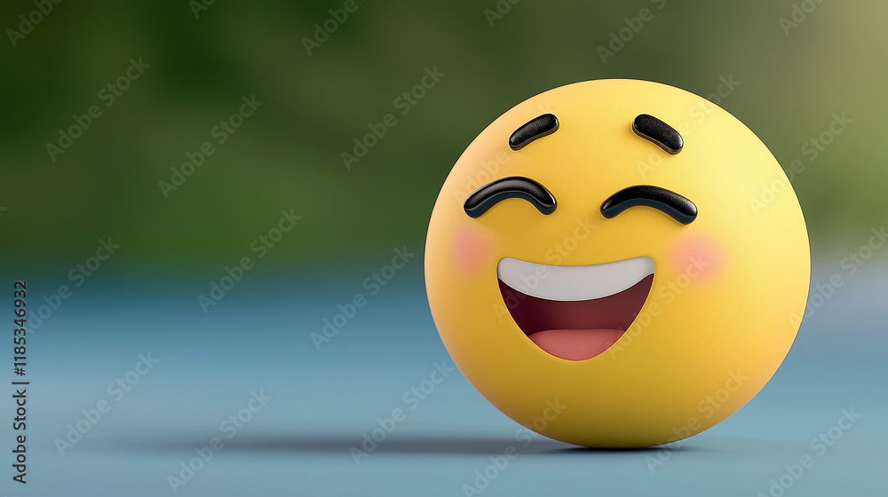 Fototapeta premium 3d laughing yellow emoji expressing happiness and joy