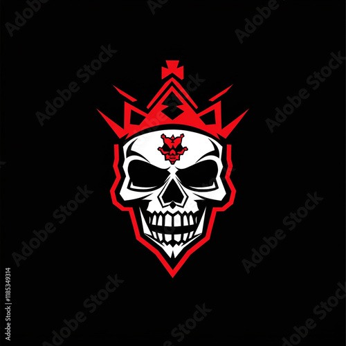 Skull and Crown Chest illustration sports team logo