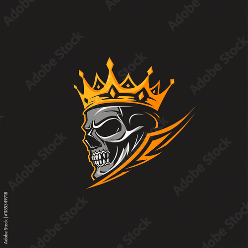Skull and Crown illustration sports team logo