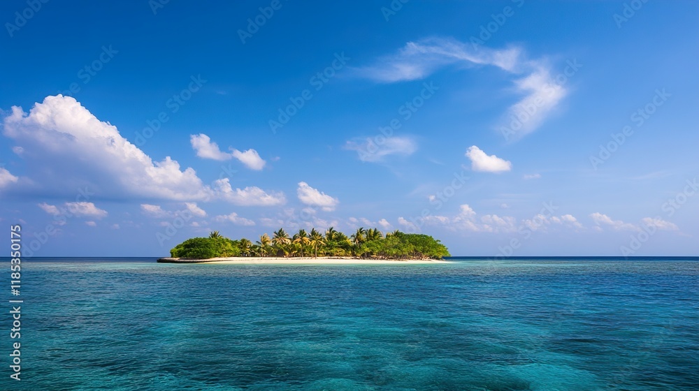 Fototapeta premium Secluded Tropical Island Paradise: Stunning Ocean View