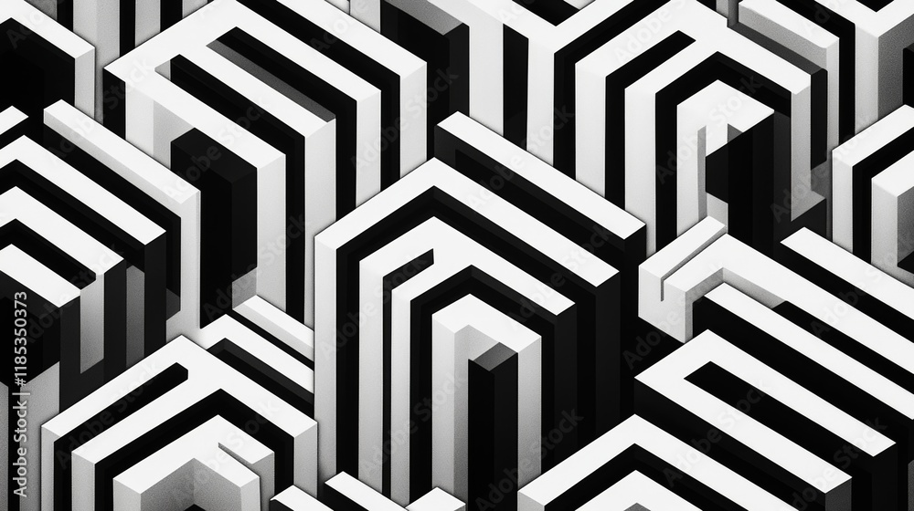 A visually striking 3d geometric pattern designed for wallpaper use its monochrome color scheme offers a modern and minimalist aesthetic, ideal for interior design and decoration purposes A visually striking 3d geometric pattern designed for wallpaper use its monochrome color scheme offers a modern and minimalist aesthetic, ideal for interior design and decoration purposes