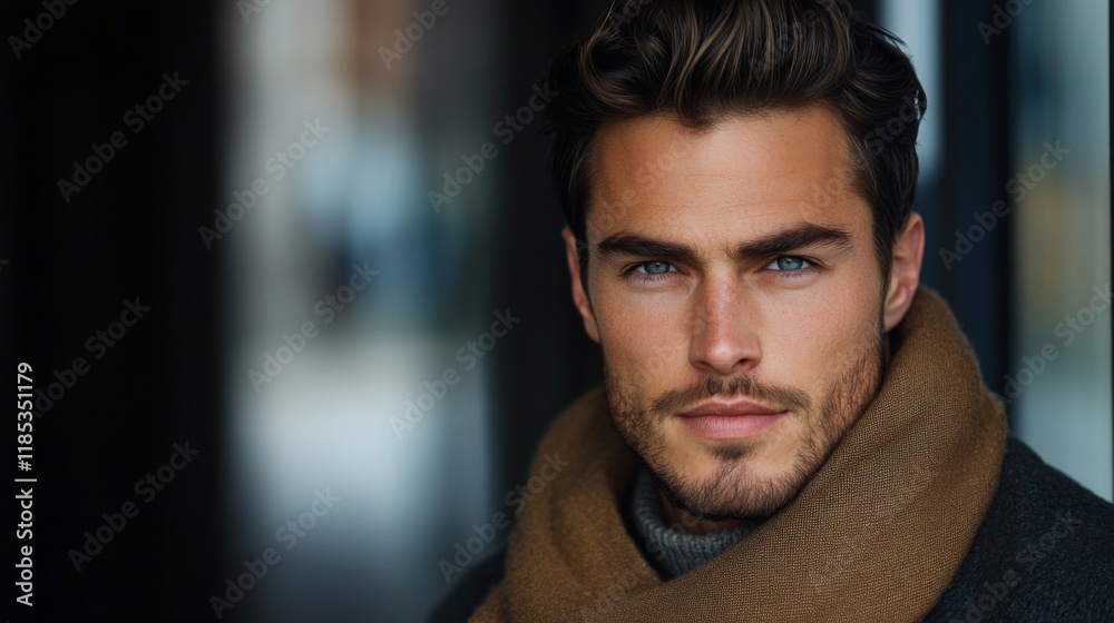 Closeup Portrait of a Handsome Man with Blue Eyes Closeup Portrait of a Handsome Man with Blue Eyes
