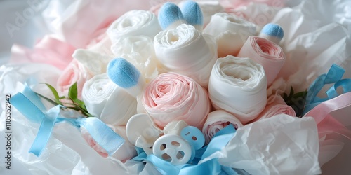 Pastel Diaper Bouquet Illustration Baby Shower Gift