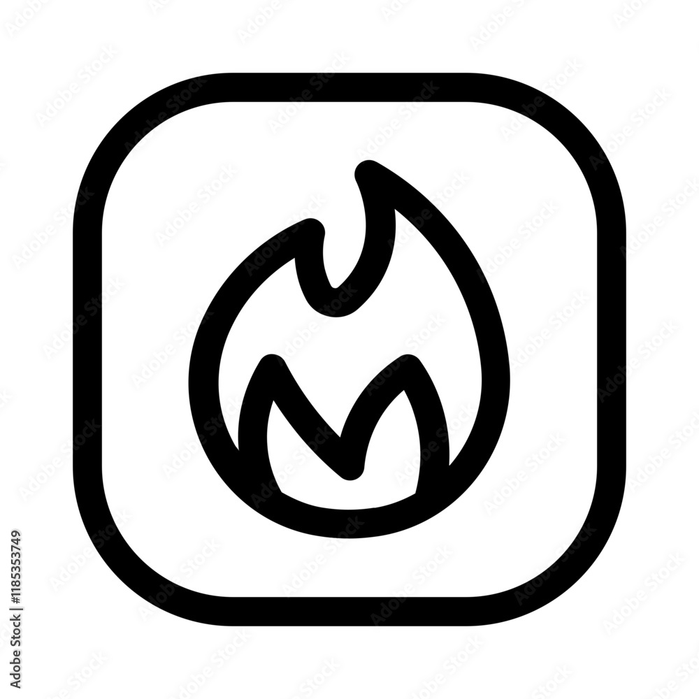 fire box icon with line style, perfect for user interface projects fire box icon with line style, perfect for user interface projects