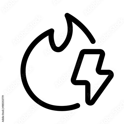 fire lightning icon with line style, perfect for user interface projects