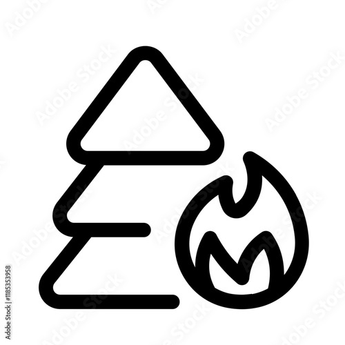 forest fire icon with line style, perfect for user interface projects