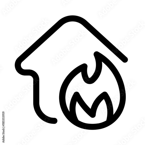 house fire icon with line style, perfect for user interface projects