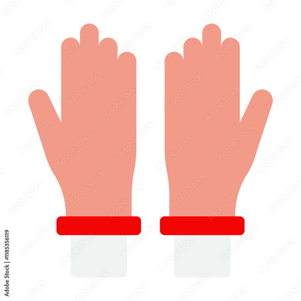 Cartoonish Red Cuffed Gloves Icon Cartoonish Red Cuffed Gloves Icon
