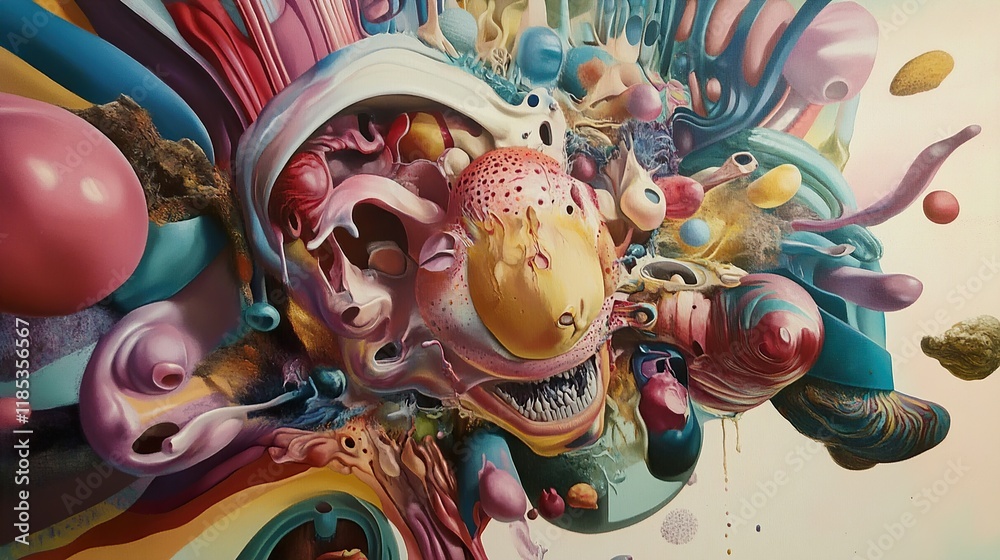 Fototapeta premium Surreal Abstract Painting: A Psychedelic Dreamscape
