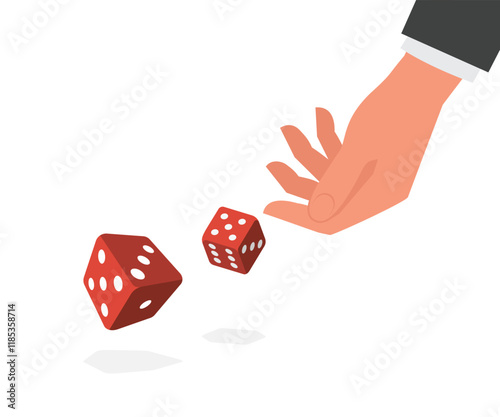 Man throws dice concept Template for gambling stock illustration