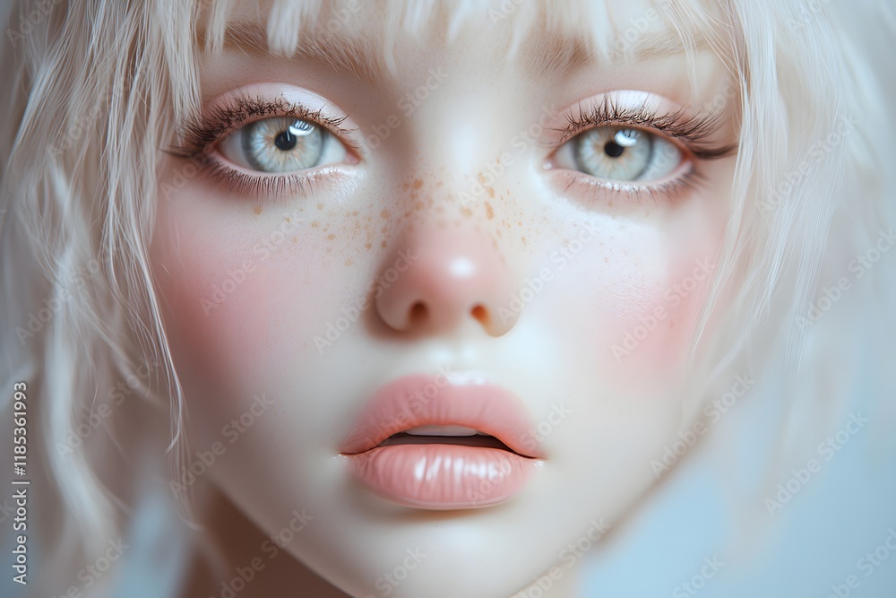 3D Render of a Girl's Face with Freckles and Blonde Hair 3D Render of a Girl's Face with Freckles and Blonde Hair