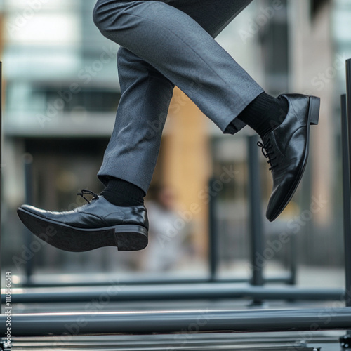 A close-up photo of the feet of a businessman photo