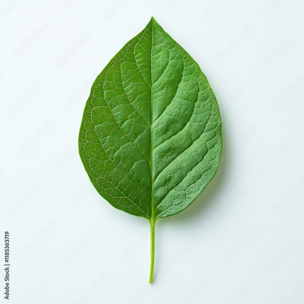 Obraz premium Vibrant Green Leaf: Close-up Photography of Nature's Beauty - Fresh, Organic, and Detailed Botanical Image