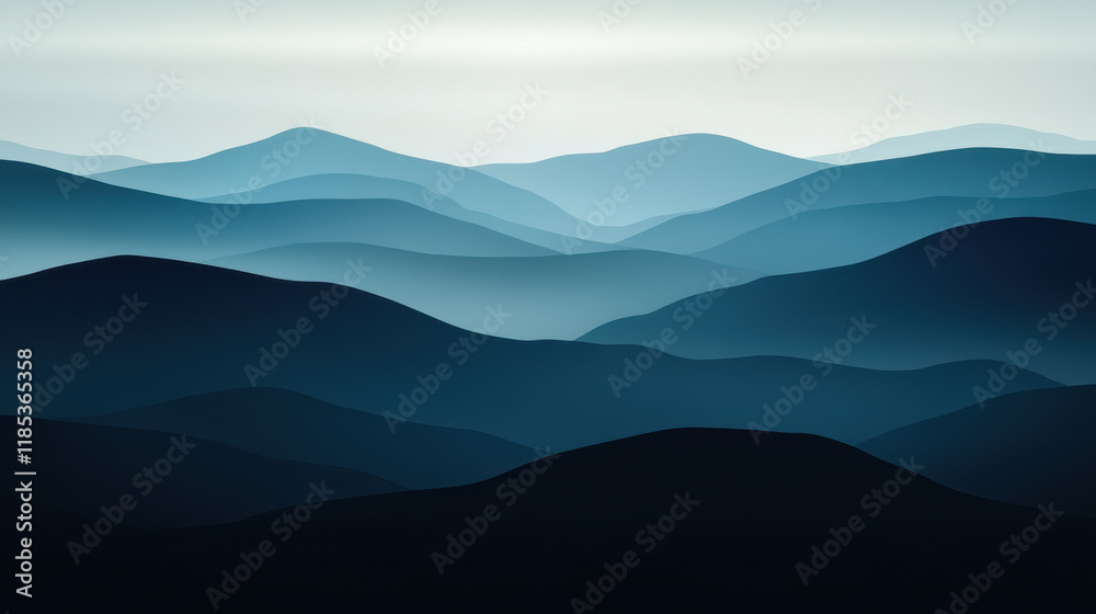 Obraz premium Serene Blue Mountainscape 
