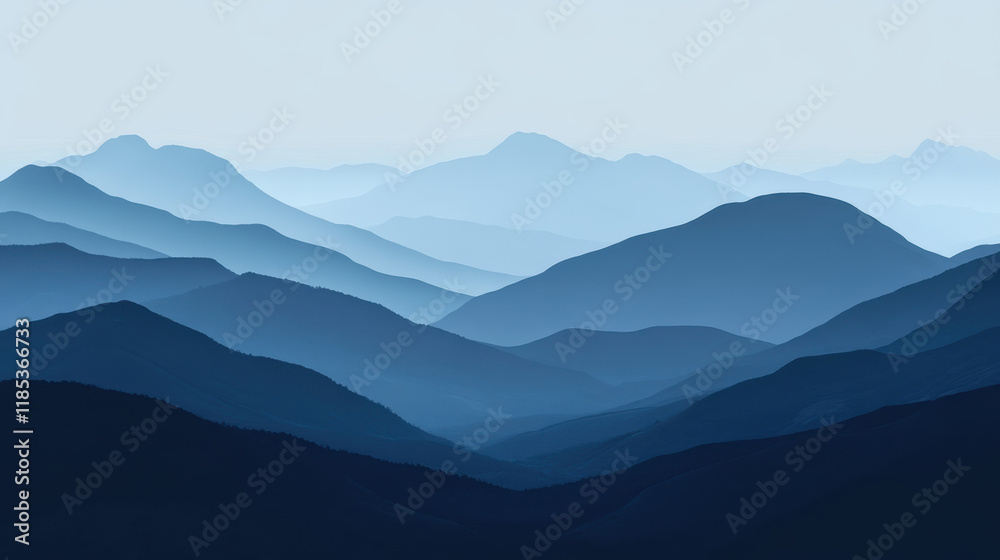 Fototapeta premium Serene Blue Mountain Range