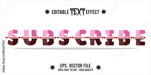 typography subscribe word art illustration, editable text effect	