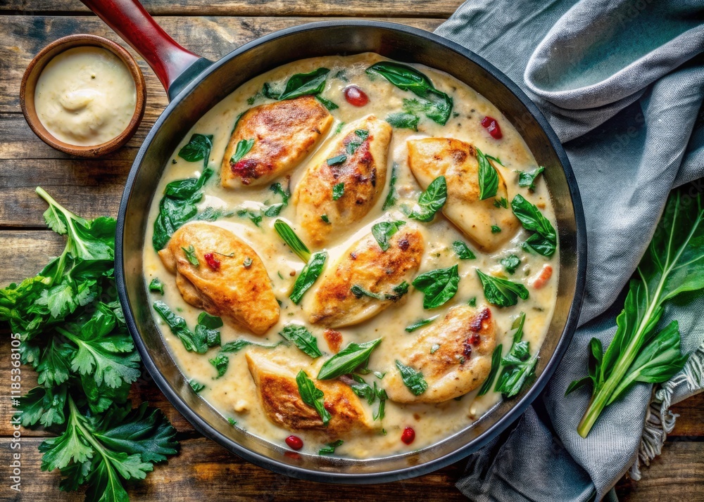 One-pan Tuscan chicken and spinach: creamy, dreamy, and easy. One-pan Tuscan chicken and spinach: creamy, dreamy, and easy.