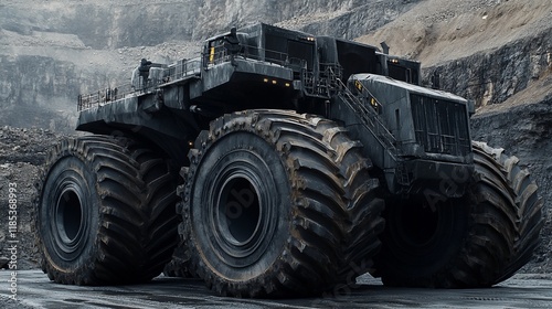 Massive mining vehicle in quarry.