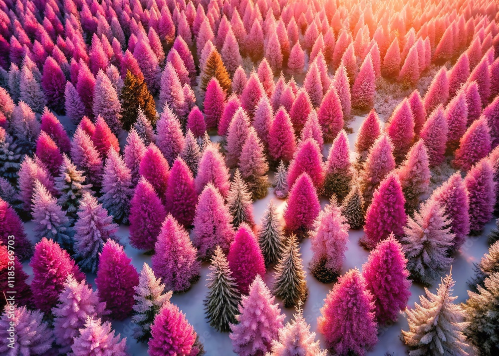 Festive, AI-created pink Christmas tree forest texture. Festive, AI-created pink Christmas tree forest texture.