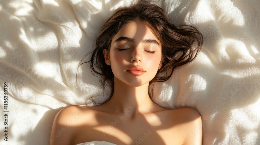 Young Woman Sleeping Peacefully in Sunlight Young Woman Sleeping Peacefully in Sunlight