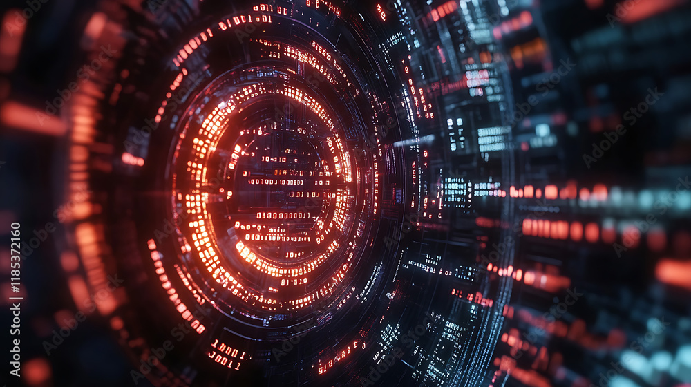 Obraz premium Cybersecurity Concept with a Shield and Binary Code Background