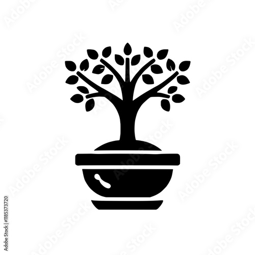 Flourishing Growth: A simple yet elegant illustration of a potted plant, symbolizing growth, nature, and new beginnings.  