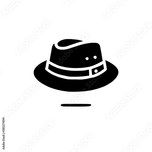 Classic Fedora Hat Silhouette: A sleek and stylish fedora hat, rendered in a minimalist black silhouette, embodies timeless elegance and sophistication.  