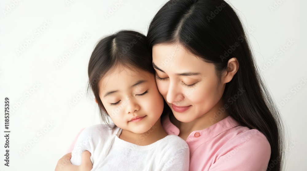 Mother embraces daughter in a warm moment of affection indoors at home. Mother embraces daughter in a warm moment of affection indoors at home.