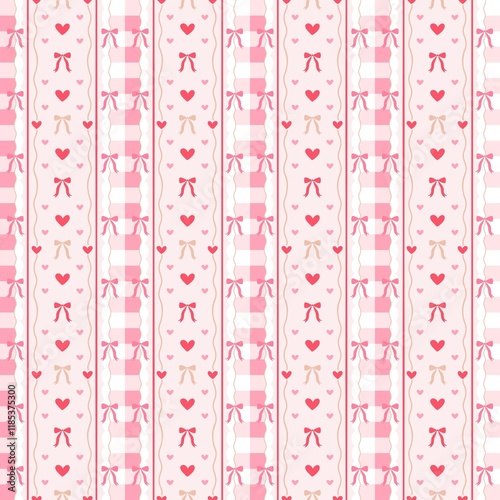 Valentine coquette bow stripes seamless pattern 