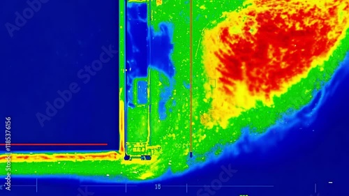 Thermal imaging detecting water damage in building materials