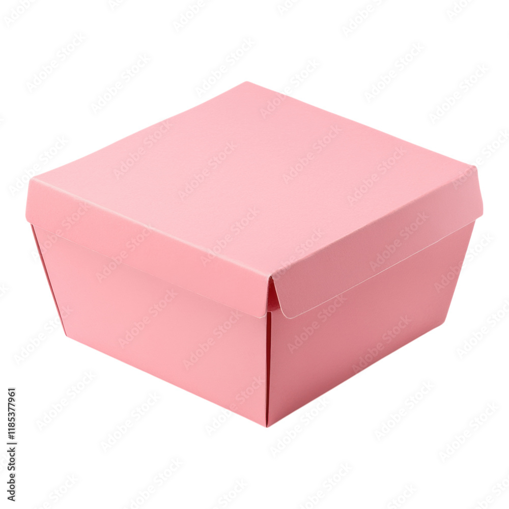 Pink snack box packaging design, features a vibrant pink color, ideal for various treats, with a transparent background for versatile use Pink snack box packaging design, features a vibrant pink color, ideal for various treats, with a transparent background for versatile use