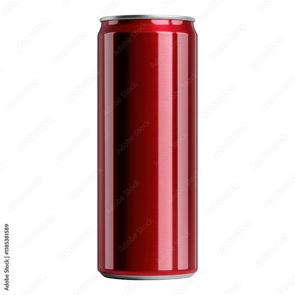 Red aluminum drink can mockup, ideal for branding applications, featuring a transparent background for seamless integration into designs Red aluminum drink can mockup, ideal for branding applications, featuring a transparent background for seamless integration into designs
