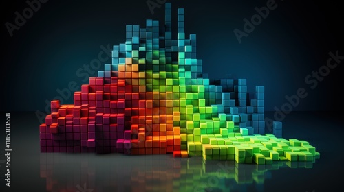 Abstract Colorful Cube Composition Rainbow Spectrum Pixel Art Digital 3D Render photo