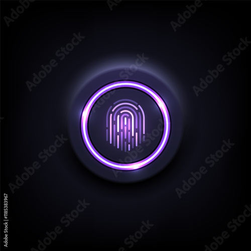 Abstract background with purple fingerprint touch screen
