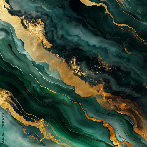 Gilded Waves of Opulence: Mesmerizing Metallic Abstract