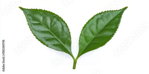 Two Lush Green Tea Leaves C...