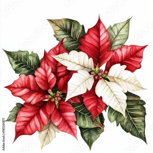 Watercolor Poinsettia Bouqu...