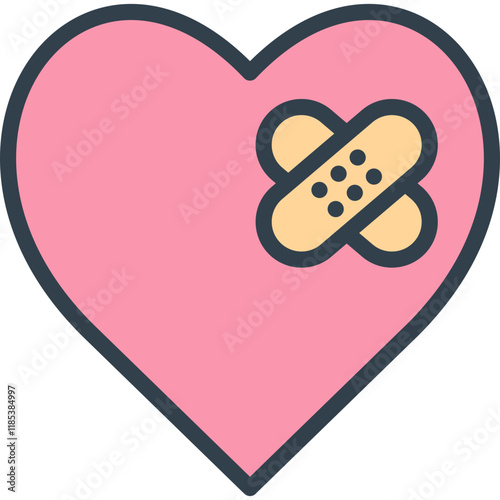 broken heart icon illustration design with filled outline