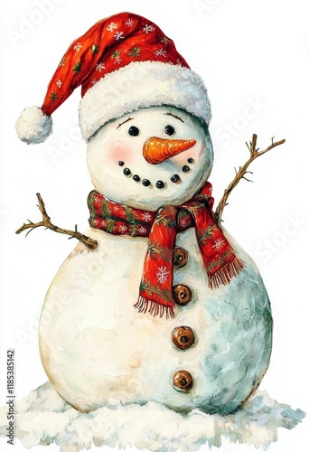 Watercolor Snowman Portrait...