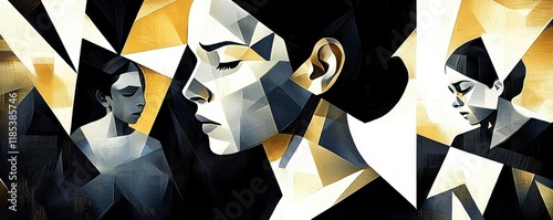 Cubist Portrait Geometric W...