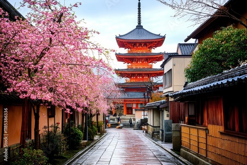 Cherry Blossoms Frame Pagod...