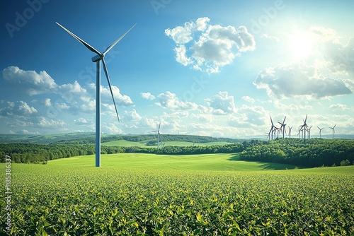 Wind Turbines and Green Fie...