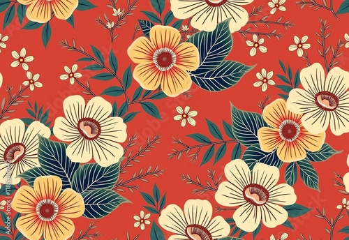Wallpaper Mural Retro Kimono Pattern Repeats: A Vintage Print Collection for Stylish Apparel and Home Accessories Torontodigital.ca